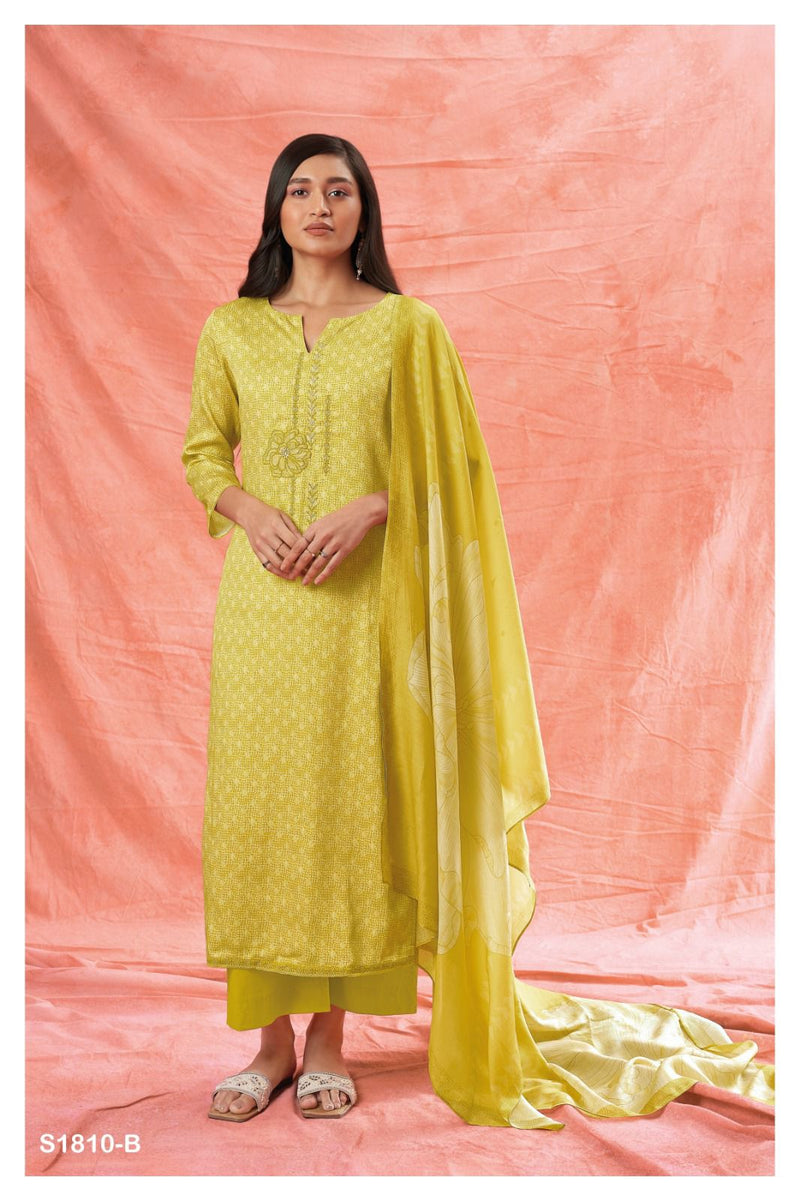 Ganga Bright 1810 Silk Cotton Printed With Embroidery Work Suits