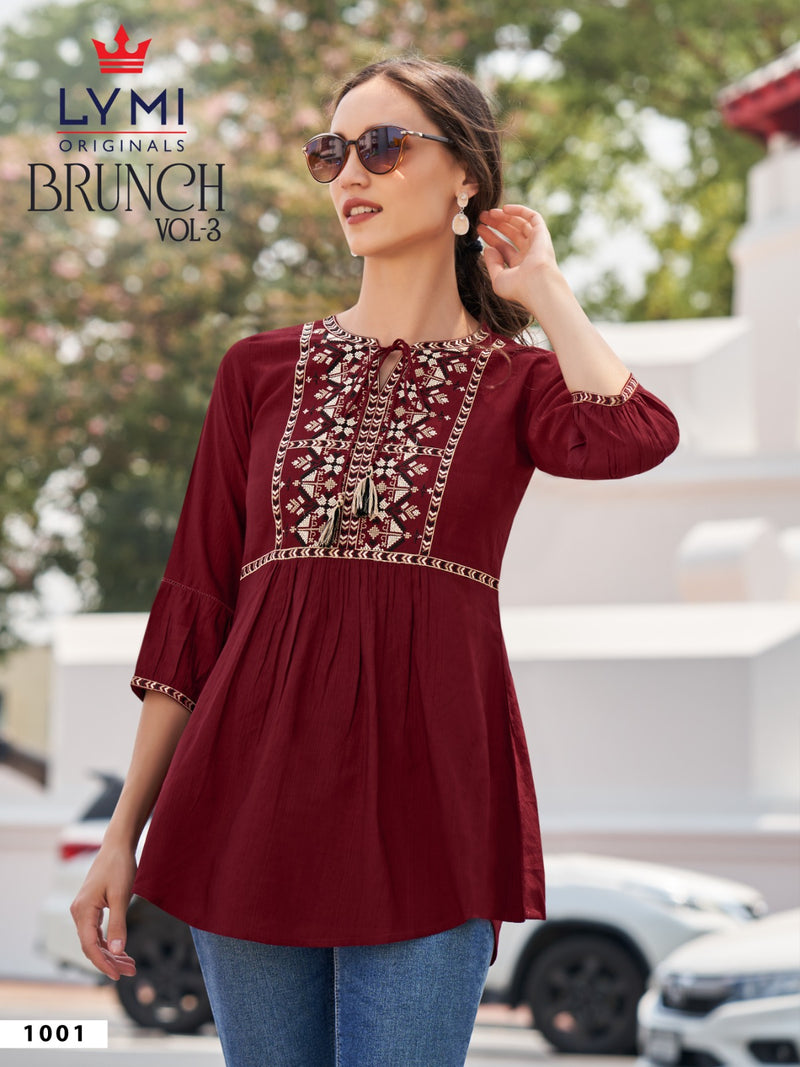 Lymi Brunch Vol 3 Viscose Fancy Embroidery Nack Shiffly Lace Daily Wear Kurti