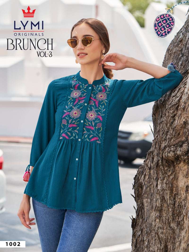 Lymi Brunch Vol 3 Viscose Fancy Embroidery Nack Shiffly Lace Daily Wear Kurti