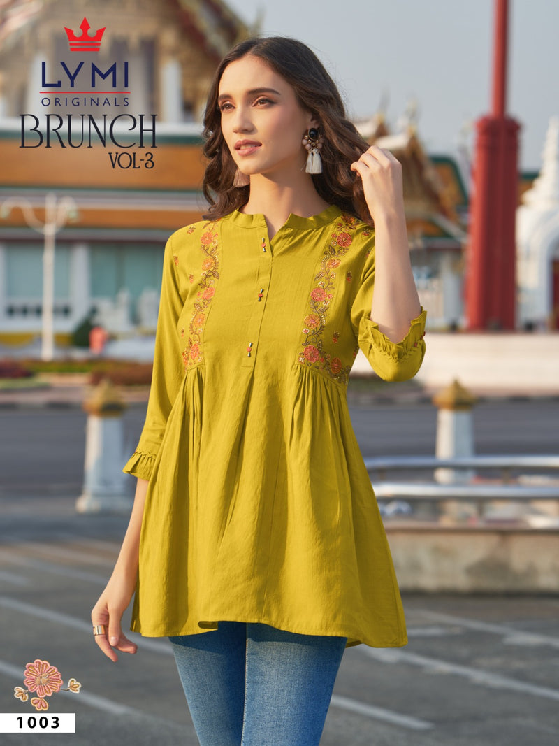 Lymi Brunch Vol 3 Viscose Fancy Embroidery Nack Shiffly Lace Daily Wear Kurti