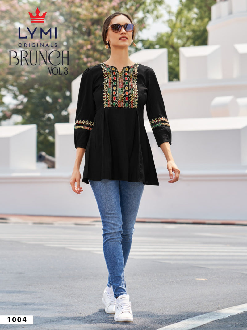 Lymi Brunch Vol 3 Viscose Fancy Embroidery Nack Shiffly Lace Daily Wear Kurti