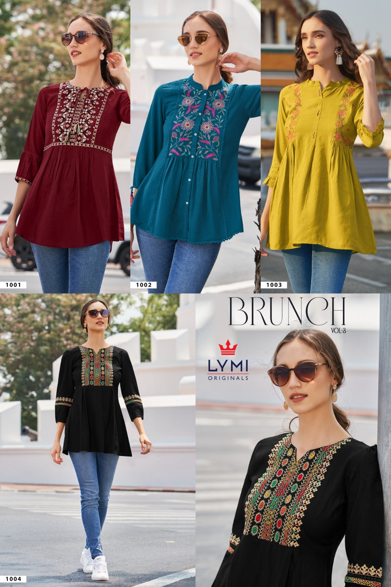 Lymi Brunch Vol 3 Viscose Fancy Embroidery Nack Shiffly Lace Daily Wear Kurti