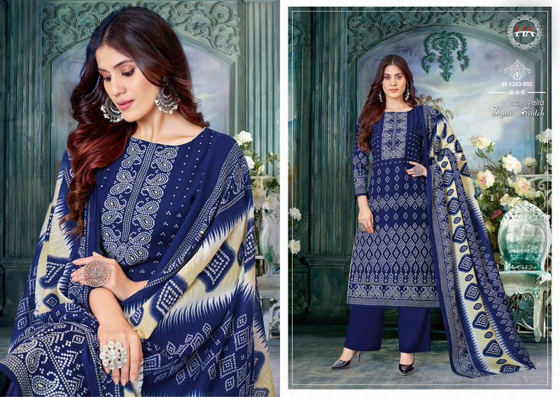 Harshit Fashion Hub Butter Scotch Cotton Bandhani Print Swarovski Diamond Work Casual Wear Salwar Suits