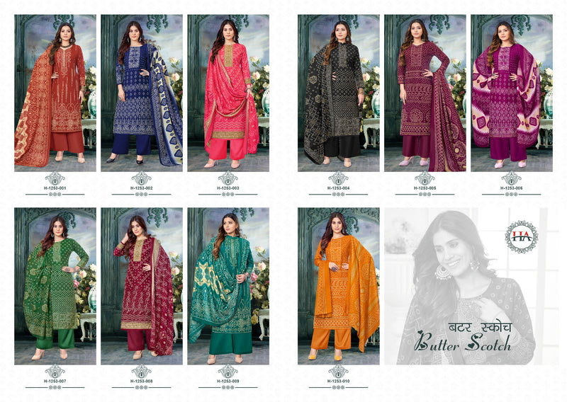 Harshit Fashion Hub Butter Scotch Cotton Bandhani Print Swarovski Diamond Work Casual Wear Salwar Suits