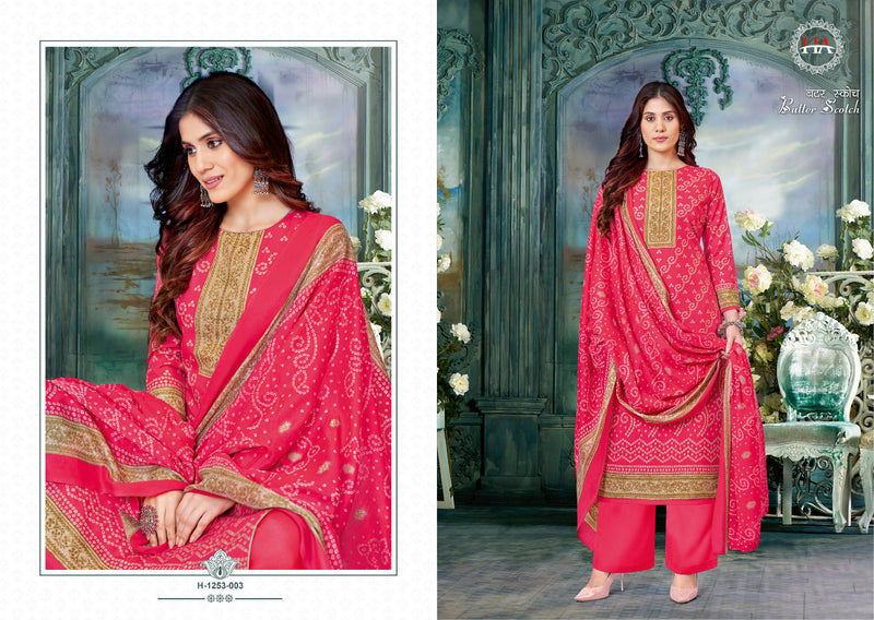 Harshit Fashion Hub Butter Scotch Cotton Bandhani Print Swarovski Diamond Work Casual Wear Salwar Suits