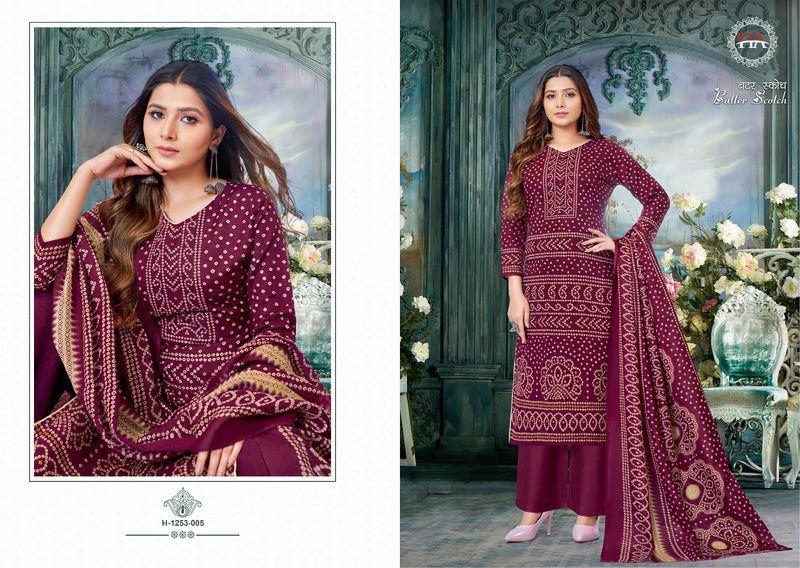 Harshit Fashion Hub Butter Scotch Cotton Bandhani Print Swarovski Diamond Work Casual Wear Salwar Suits