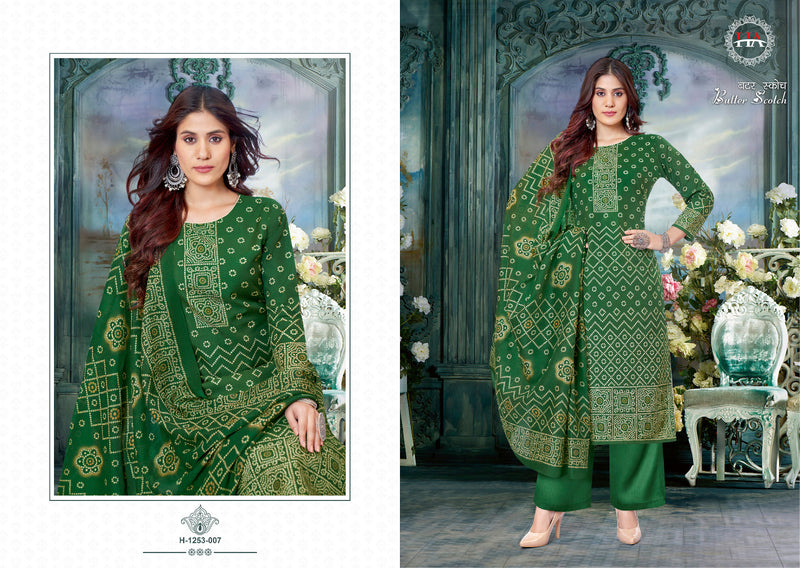 Harshit Fashion Hub Butter Scotch Cotton Bandhani Print Swarovski Diamond Work Casual Wear Salwar Suits