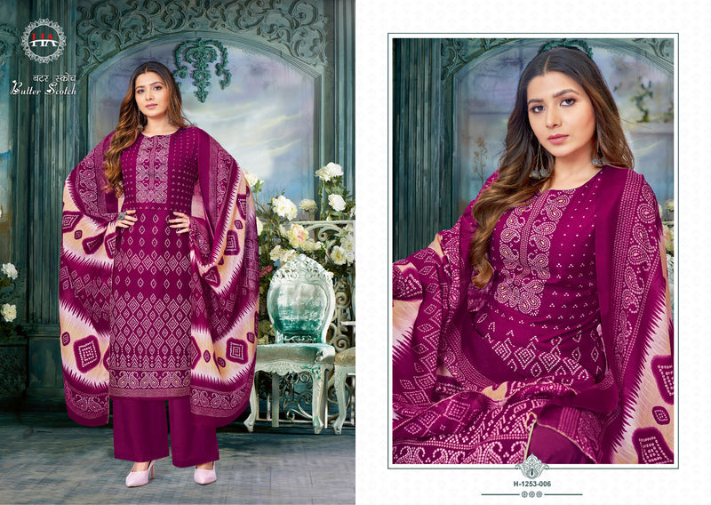 Harshit Fashion Hub Butter Scotch Cotton Bandhani Print Swarovski Diamond Work Casual Wear Salwar Suits