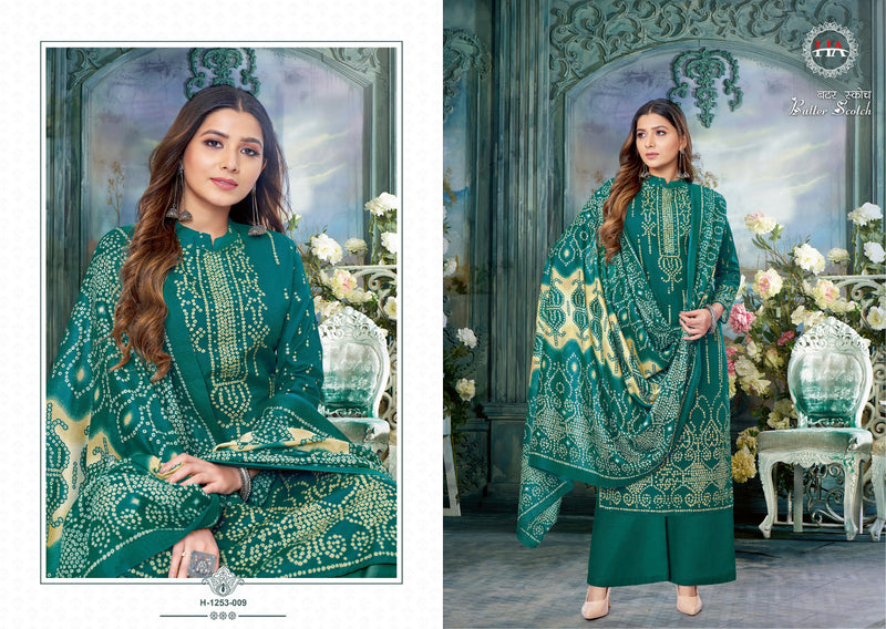Harshit Fashion Hub Butter Scotch Cotton Bandhani Print Swarovski Diamond Work Casual Wear Salwar Suits