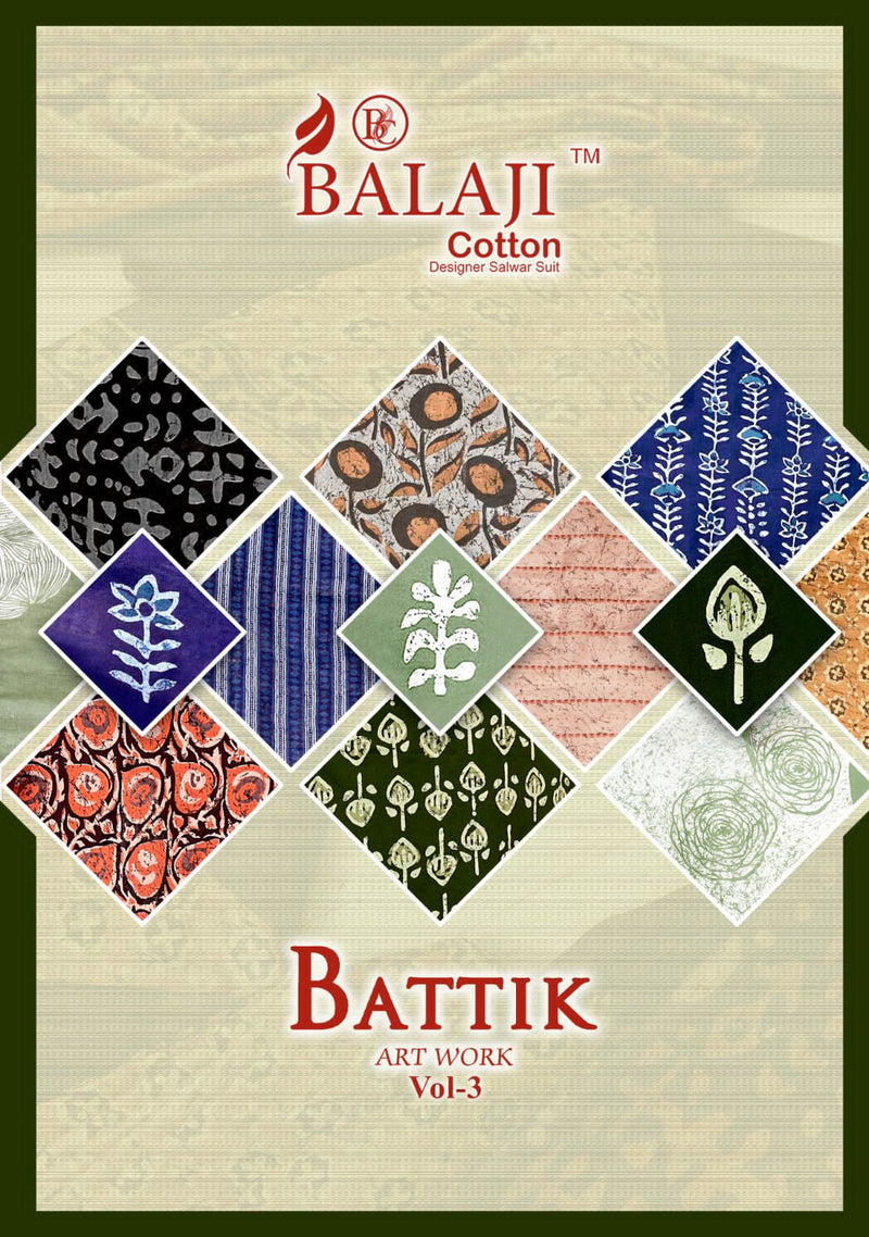 Balaji Cotton Battik Art Work Vol 3 Fancy Cotton Premium Suit Collection