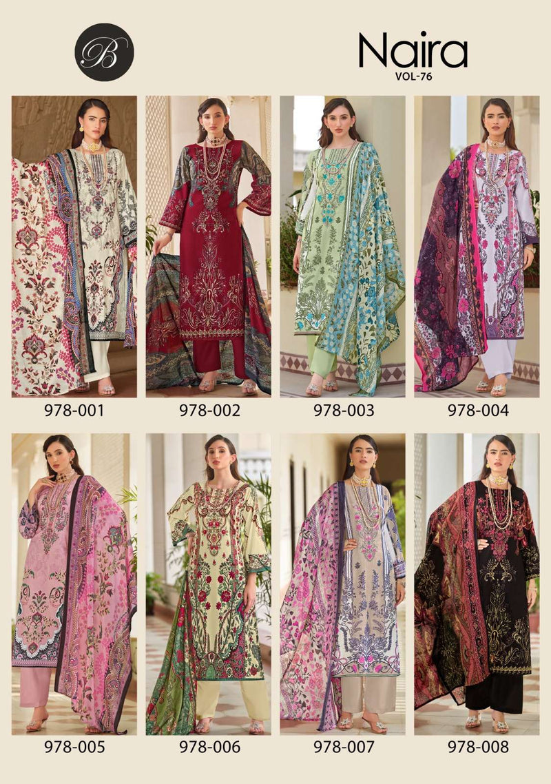 Belliz Designer Naira Vol 76 Pure Cotton Digital Print Self Embroidery Work Salwar Suit