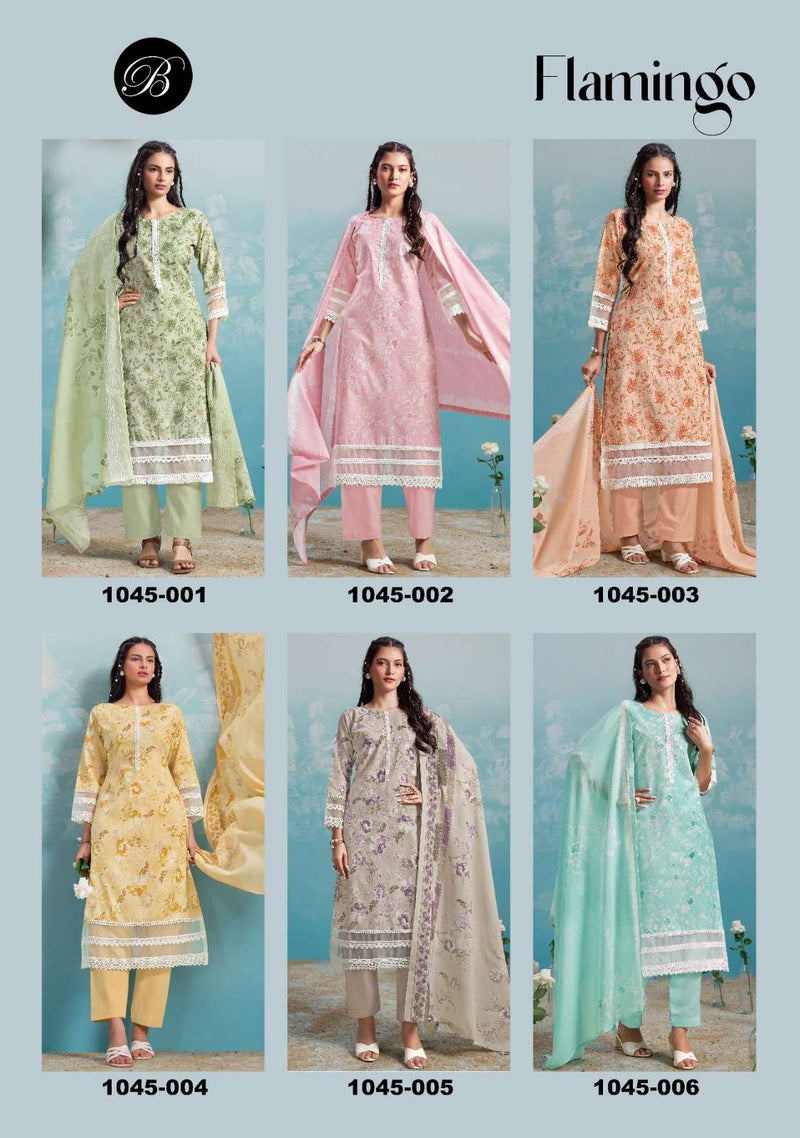 Belliza Designer Studio Flamingo Pure Cotton Embroidered Work Salwar Suit