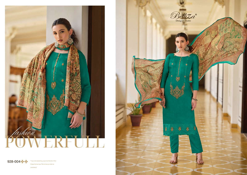 Belliza Designer Studio Jashn E Ishq Vol 9 Jam Cotton With Designer Embroidery Work Heavy Daman Boring Work With Scalloping Salwar Suit