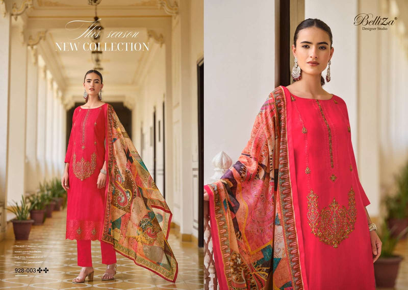 Belliza Designer Studio Jashn E Ishq Vol 9 Jam Cotton With Designer Embroidery Work Heavy Daman Boring Work With Scalloping Salwar Suit