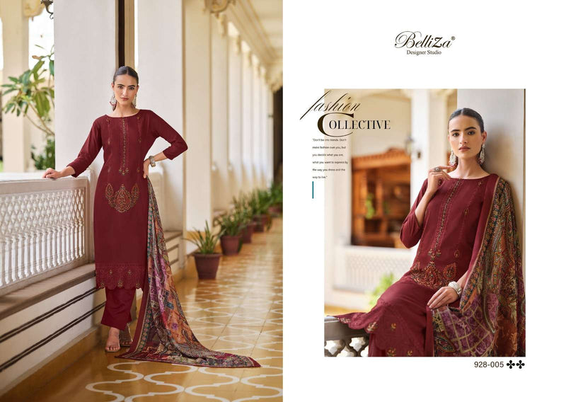Belliza Designer Studio Jashn E Ishq Vol 9 Jam Cotton With Designer Embroidery Work Heavy Daman Boring Work With Scalloping Salwar Suit