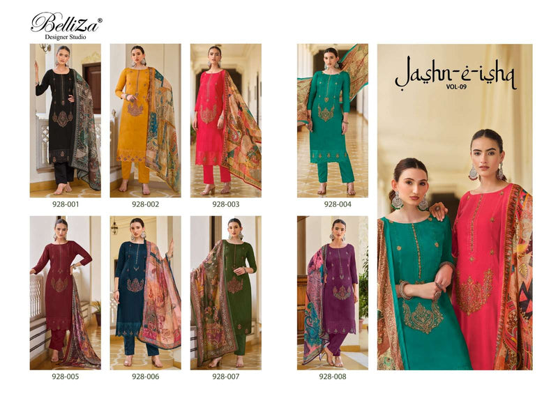 Belliza Designer Studio Jashn E Ishq Vol 9 Jam Cotton With Designer Embroidery Work Heavy Daman Boring Work With Scalloping Salwar Suit