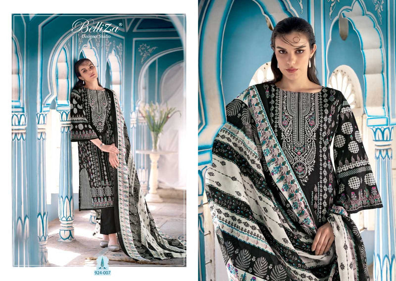 Belliza Designer Studio Naira Black And White Pure Cotton Digital Prints With Exclusive Heavy Self Embroidery Salwar Kameez