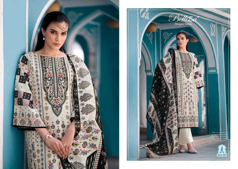 Belliza Designer Studio Naira Black And White Pure Cotton Digital Prints With Exclusive Heavy Self Embroidery Salwar Kameez