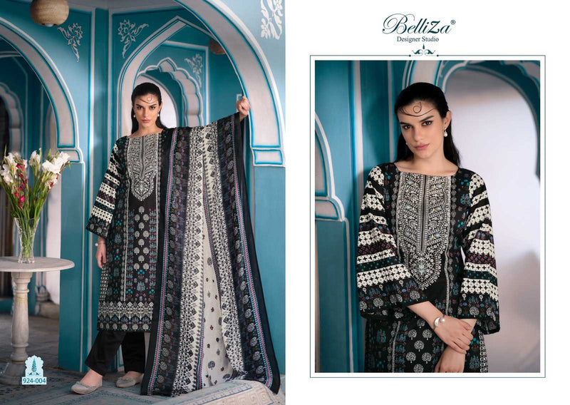 Belliza Designer Studio Naira Black And White Pure Cotton Digital Prints With Exclusive Heavy Self Embroidery Salwar Kameez