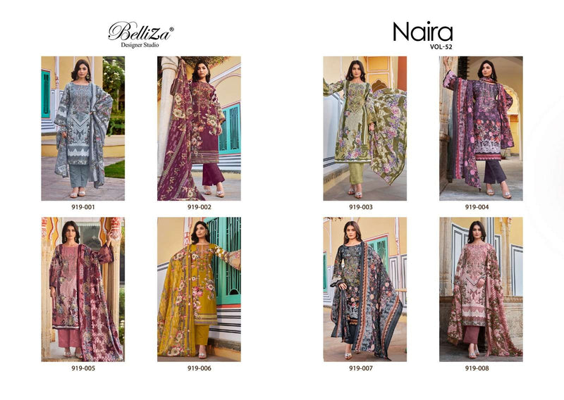 Belliza Designer Studio Naira Vol 52 Cotton Digital Prints With Exclusive Heavy Self Embroidery Salwar Kameez