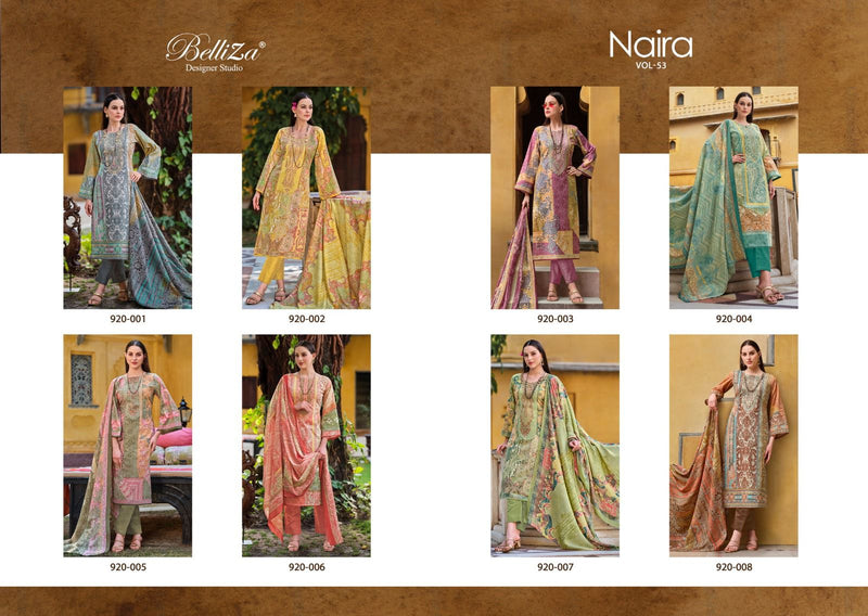 Belliza Designer Studio Naira Vol 53  Cotton Digital Prints With Exclusive Heavy Self Embroidery Suit
