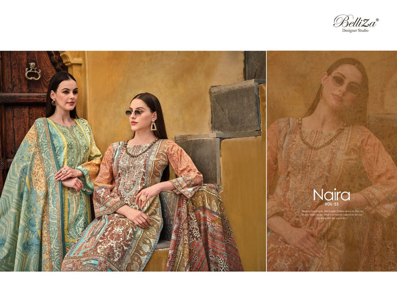 Belliza Designer Studio Naira Vol 53  Cotton Digital Prints With Exclusive Heavy Self Embroidery Suit