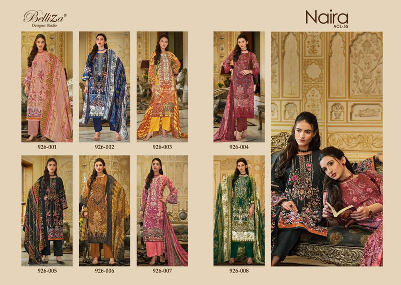 Belliza Designer Studio Naira Vol 55  Cotton Digital Prints With Exclusive Heavy Self Embroidery Salwar Suit