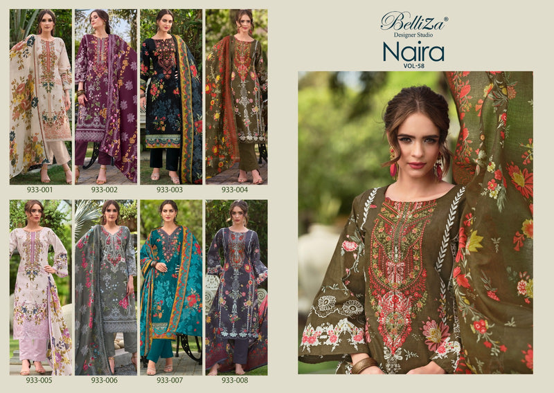 Belliza Designer Studio Naira Vol 58 Pure Cotton Digital Print Self Embroidery Work Salwar Suit