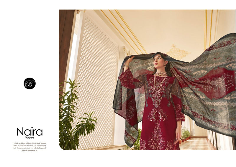 Belliza Designer Studio Naira Vol 91 Pure Cotton Embroidered Salwar Suit