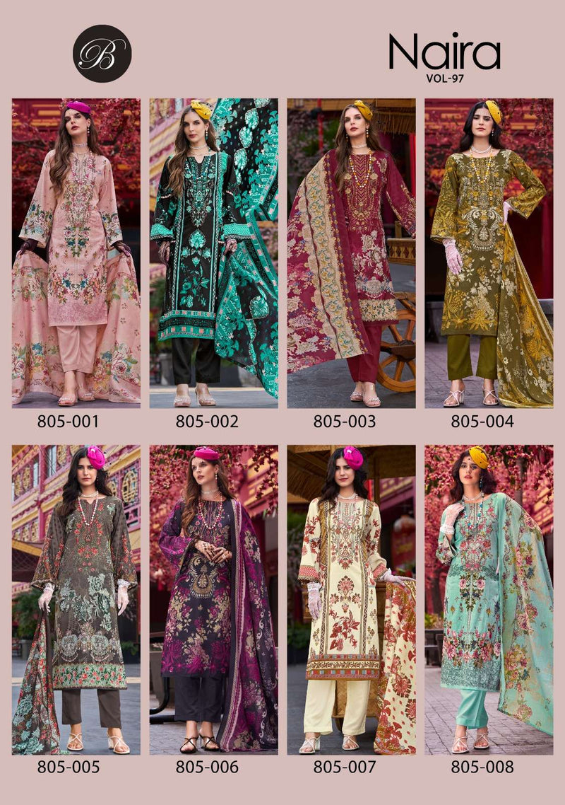 Belliza Designer Studio Naira Vol 97 Pure Cotton Digital Print Embroidery Work Salwar Suit