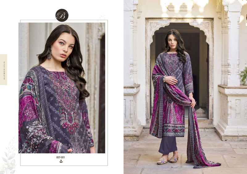 Belliza Designer Studio Riwayat Vol 11 Pure Viscose Rayon Digital Print Embroidered Work Suit