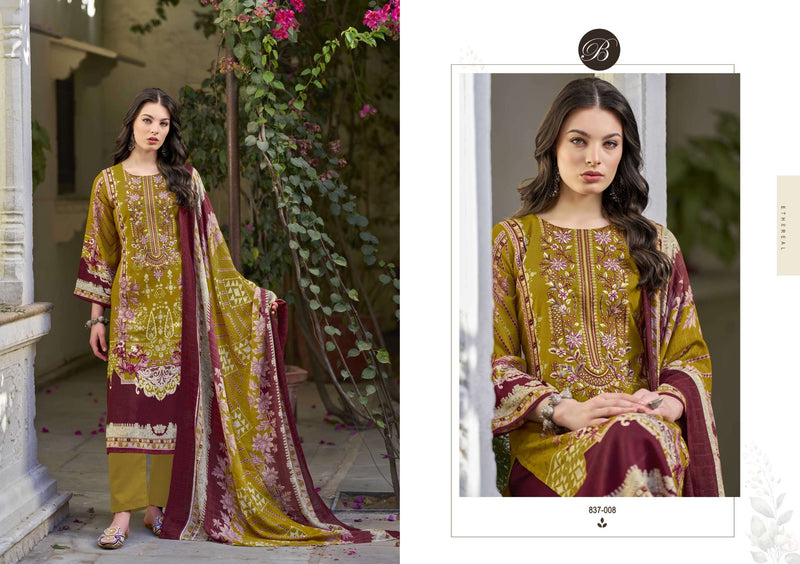 Belliza Designer Studio Riwayat Vol 11 Pure Viscose Rayon Digital Print Embroidered Work Suit