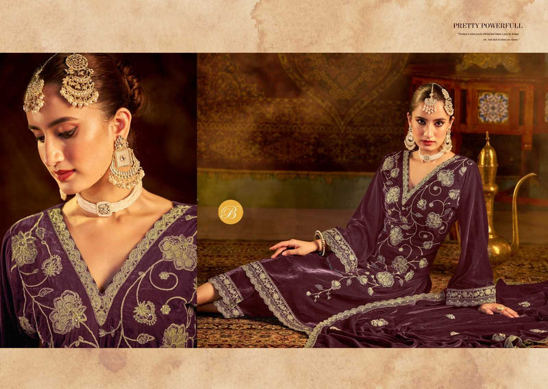 Belliza Designer Studio Winter Luxury Vol 2 Pure Velvet  Embroidery Work Salwar Suit