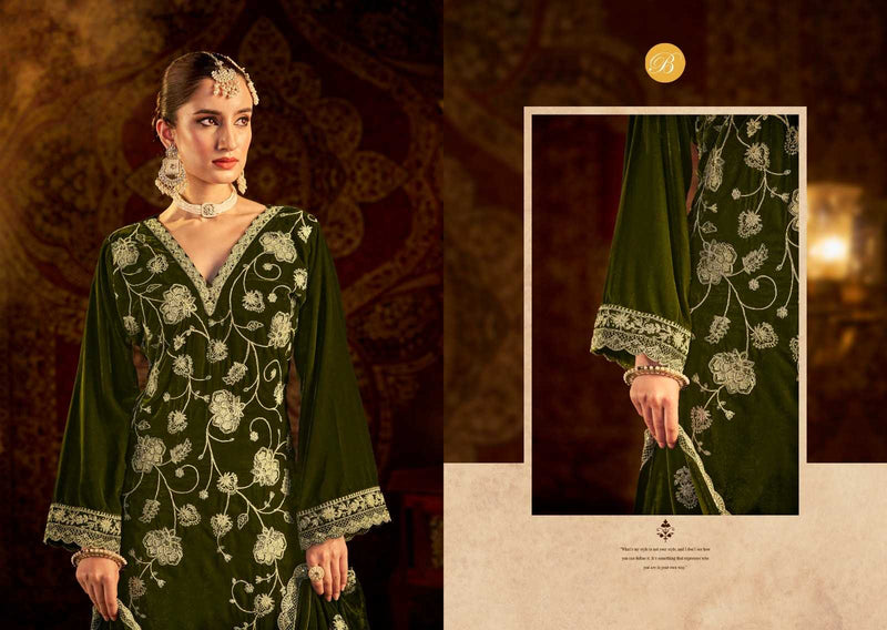 Belliza Designer Studio Winter Luxury Vol 2 Pure Velvet  Embroidery Work Salwar Suit