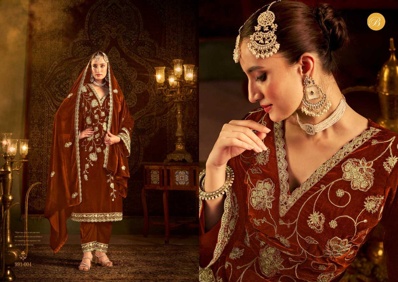 Belliza Designer Studio Winter Luxury Vol 2 Pure Velvet  Embroidery Work Salwar Suit