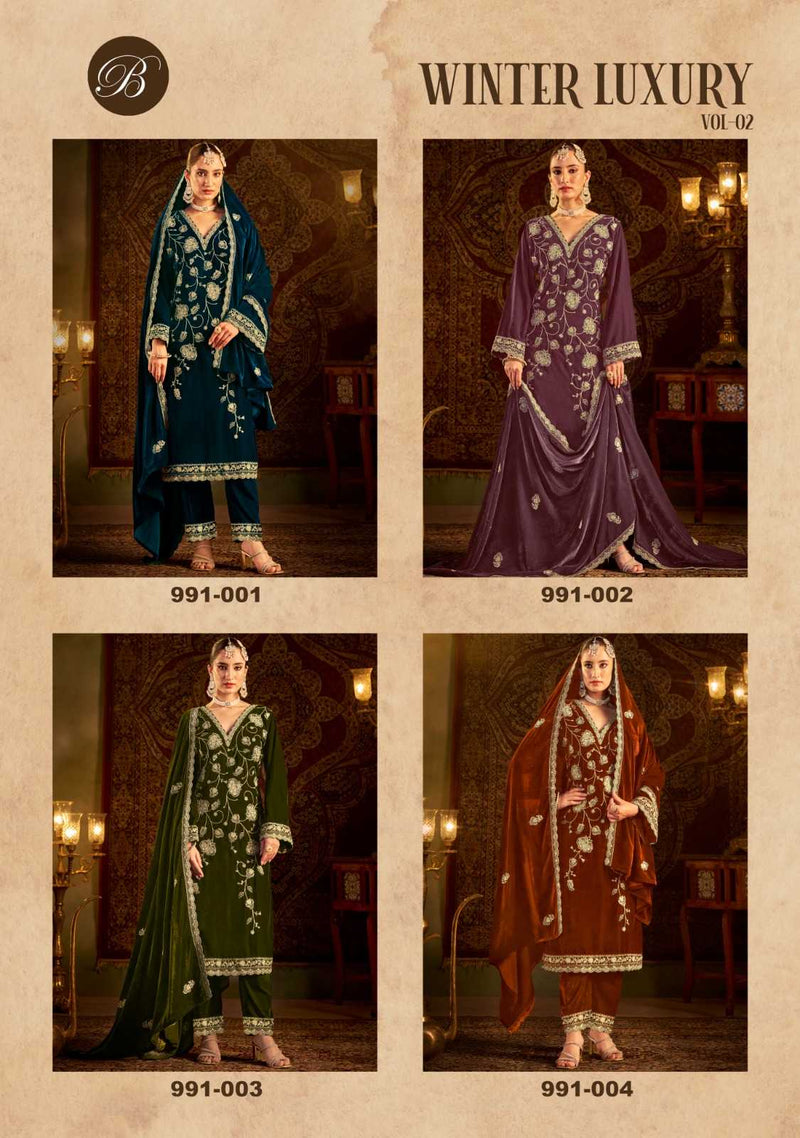 Belliza Designer Studio Winter Luxury Vol 2 Pure Velvet  Embroidery Work Salwar Suit