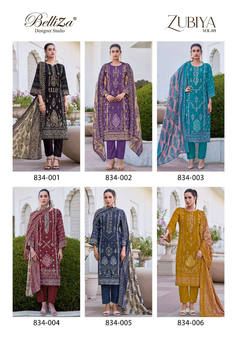 Belliza Designer Studio Zubiya Vol 3 Pure Cotton Embroidered Work Salwar Suit