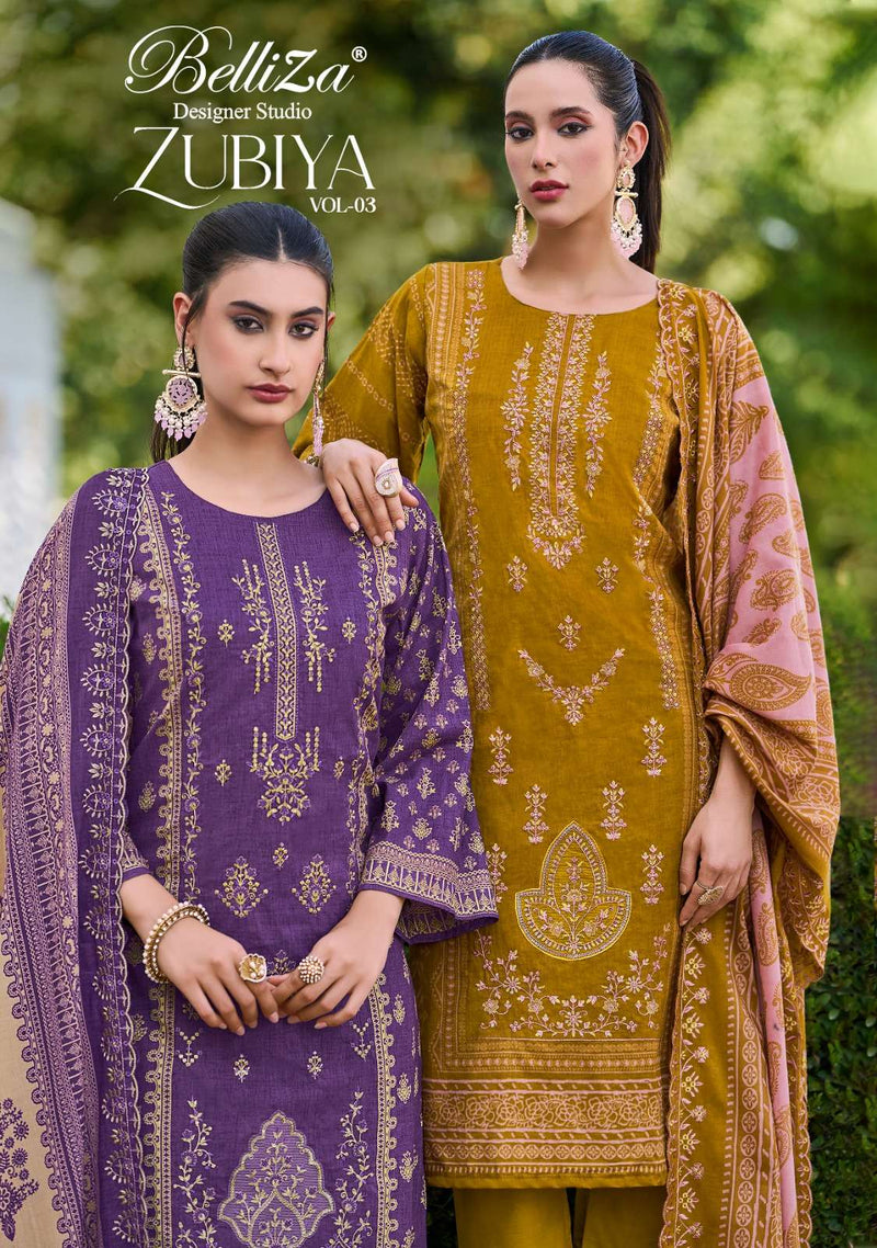 Belliza Designer Studio Zubiya Vol 3 Pure Cotton Embroidered Work Salwar Suit