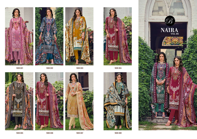 Belliza Designer Studio Naira Vol 85 Pure Cotton Heavy Embroidery Work Salwar Suit
