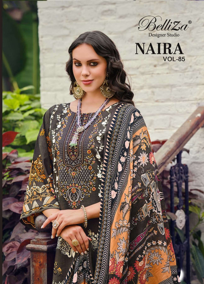 Belliza Designer Studio Naira Vol 85 Pure Cotton Heavy Embroidery Work Salwar Suit