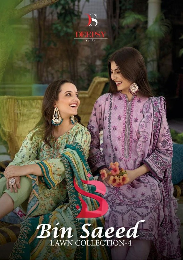 Deepsy Suits Bin Saeed Lawn Collection Vol 4 Cotton Embroidery Designer Salwar Kameez