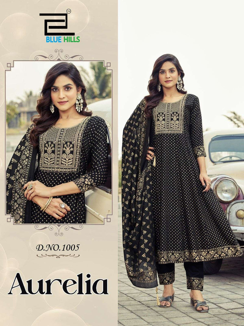Blue Hills Aurelia Pure Rayon Foil Print Anarkali Kurti Collection
