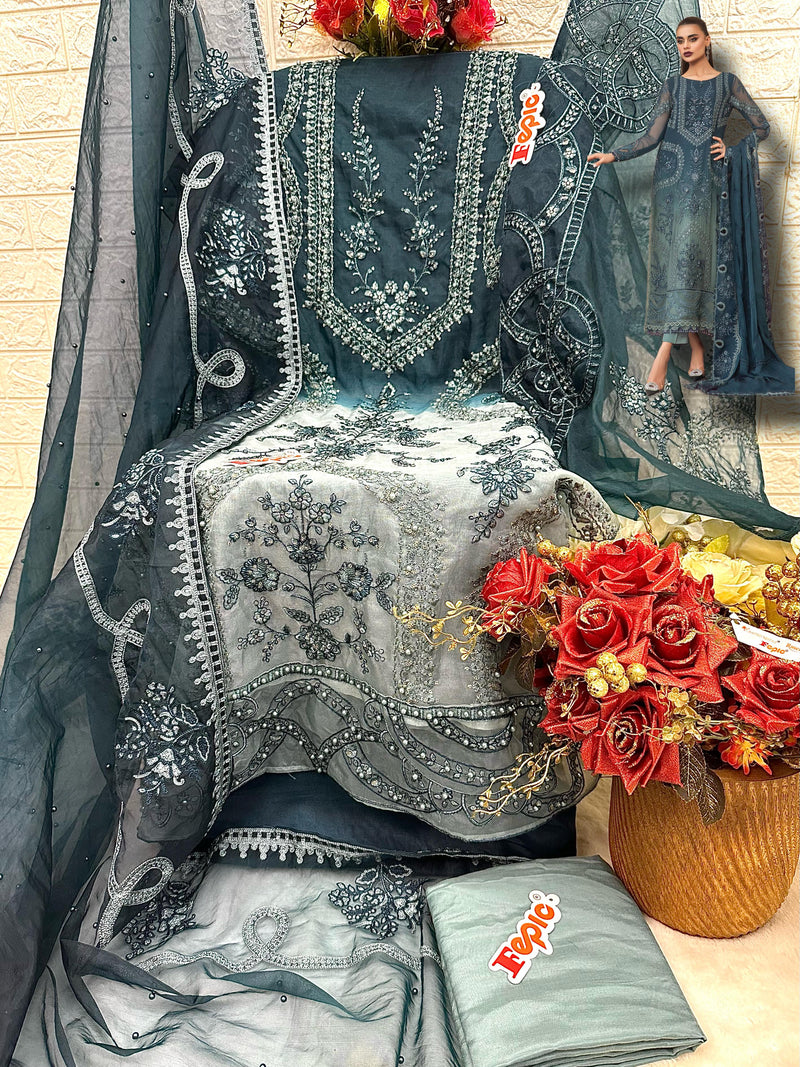 Fepic Rosemeen D No C 1648 Organza Embroidery Work Pakistani Suit Collection