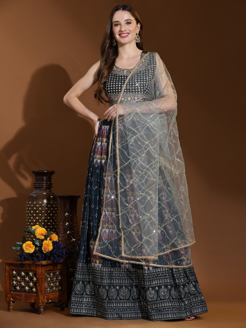 Mf D No C 2053 Fancy Foil Designer Party Look Lehenga Choli Collection