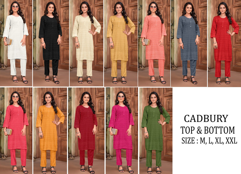 Tunic House Cadbury Pick & Choose Rayon Straight Kurti With Bottom