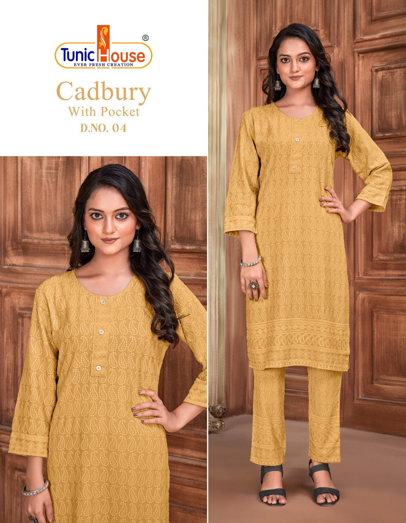 Tunic House Cadbury Pick & Choose Rayon Straight Kurti With Bottom