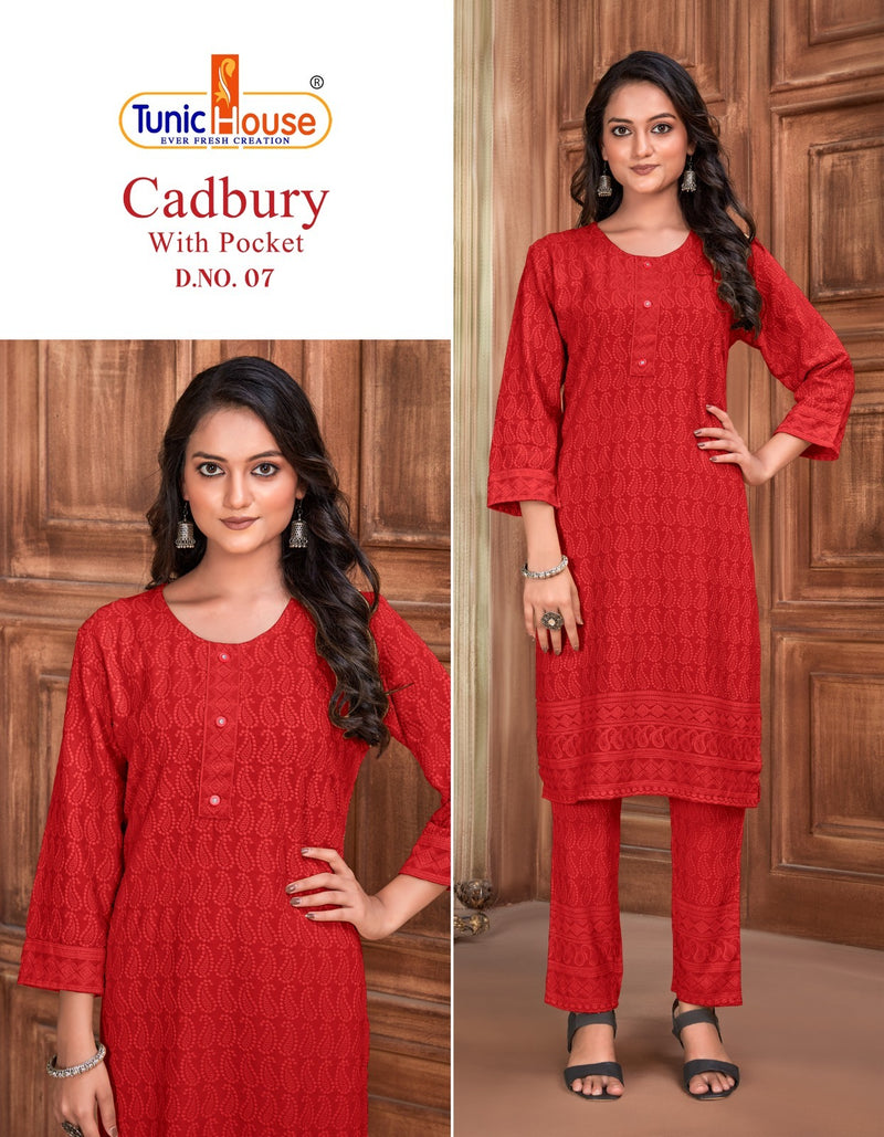 Tunic House Cadbury Pick & Choose Rayon Straight Kurti With Bottom