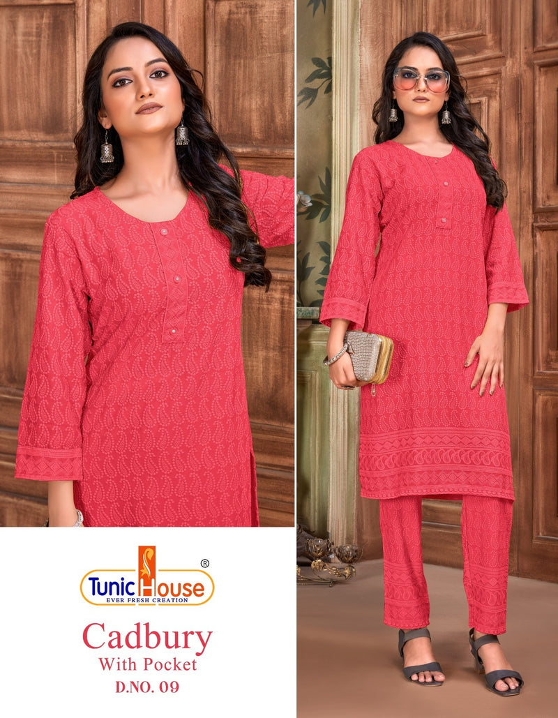 Tunic House Cadbury Pick & Choose Rayon Straight Kurti With Bottom
