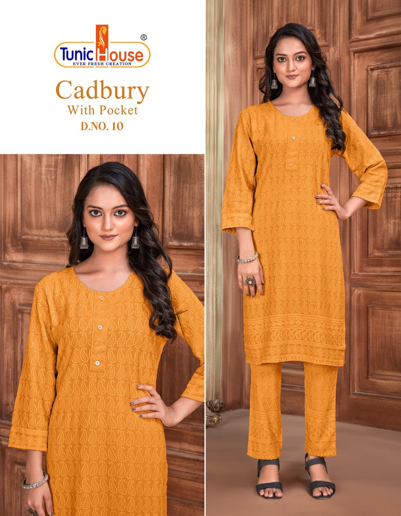 Tunic House Cadbury Pick & Choose Rayon Straight Kurti With Bottom