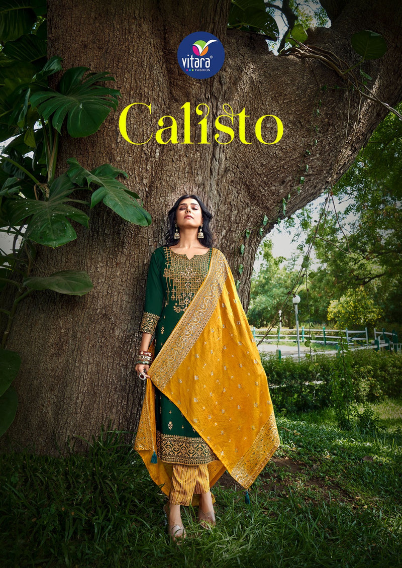 Vitara Fashion Calisto Rayon Foil Prints With Designer Kurti Pant & Dupatt